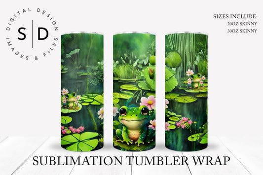 Frog in a Lily Pond 20oz 30oz Sublimation Tumbler Designs
