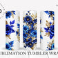 3D White Blue & Gold Flowers 20 30 oz Skinny Tumbler Sublimation Design