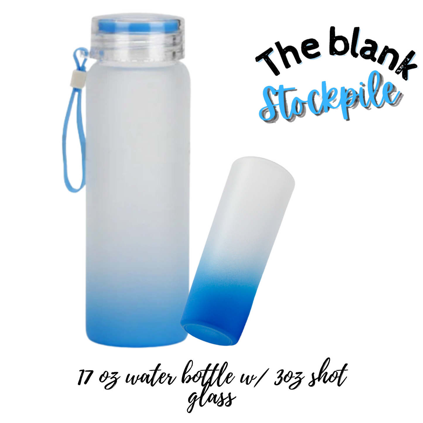 FROSTED Ombre Color 500ml/16.9oz Glass Water Bottle – The Blank Stockpile