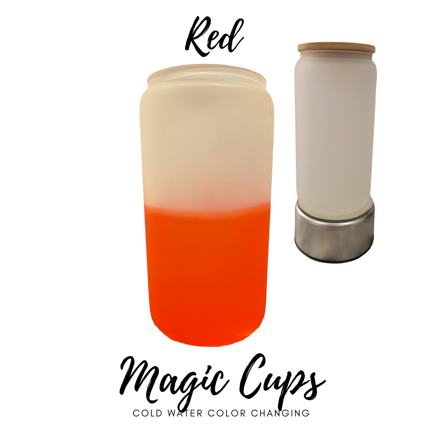 Magic Color Changing 16 Oz Sublimation Soda Can Glass with Bamboo lid