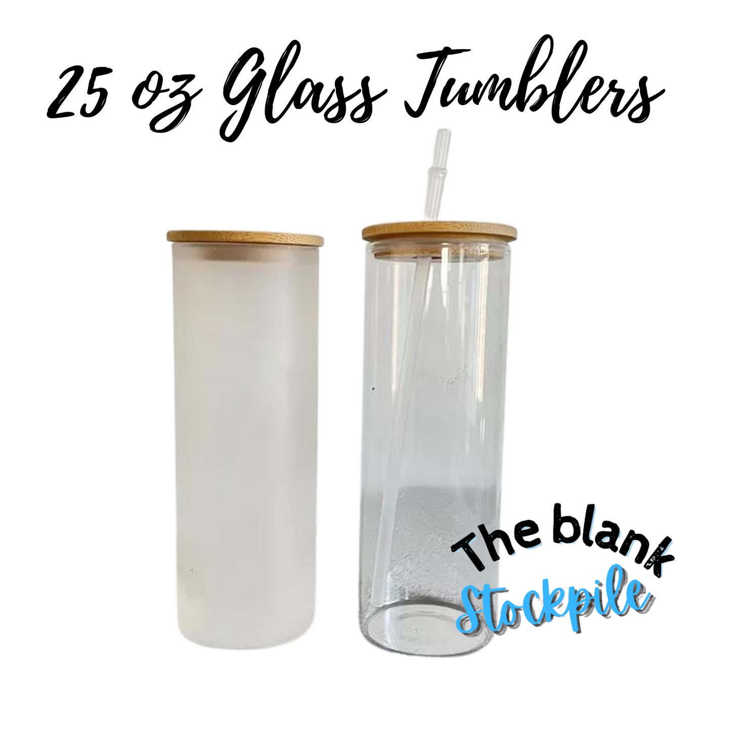 20 oz frosted glass tumbler bamboo lid straw