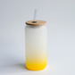 FROSTED Ombre Color Gradient 16 oz Beer Glass with Bamboo lid and straw