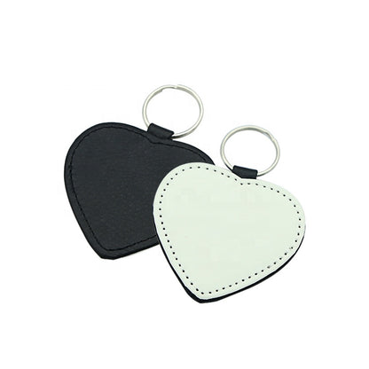 Sublimation Heart Shaped PU Leather Keychain