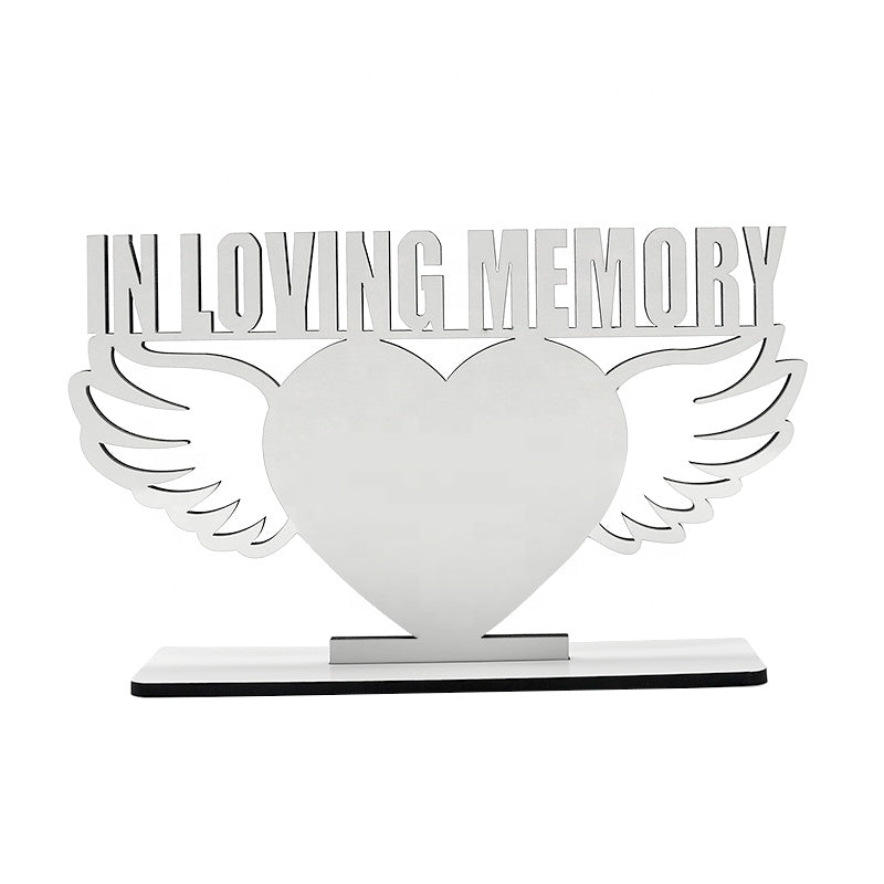 In Loving Memory with Wings Photo stand |Sublimation Wood Blank with wings| Memorial Gift| Rememberance| Loving Momento