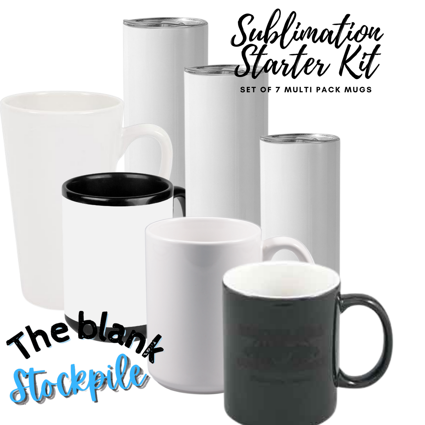Set of 7 Sublimation Starter Kit, Sublimation Tumblers