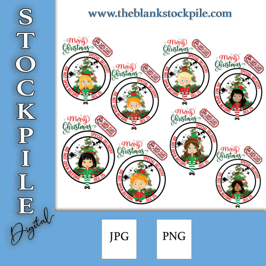 Elf Girl Santa Sack PNG | Christmas Sublimation PNG Image | Holiday Gift Bag Image | PNG |  Xmas
