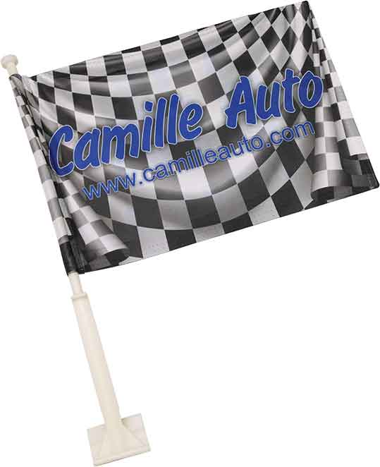 White Sublimatable Car Flag with Pole