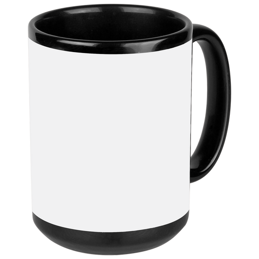 15 oz. Black/White Sublimatable Ceramic Banner Mug