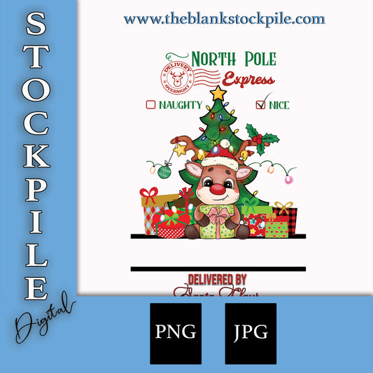 Reindeer Boy Santa Sack PNG | Christmas Sublimation PNG Image | Holiday Gift Bag Image | PNG |  Xmas