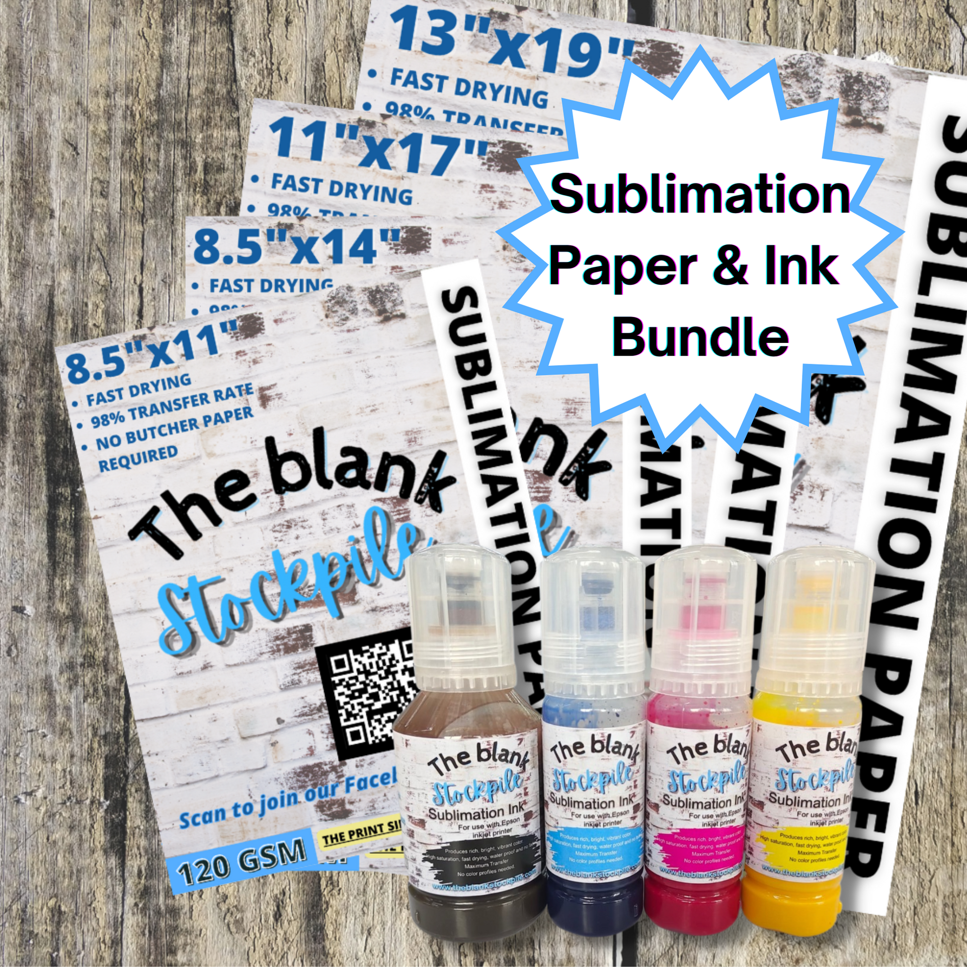 Mugsie | 11 x 17 Sublimation Paper for Any Inkjet Printer with Sublimation Ink - 100 Sheets