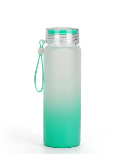 Set of 6 |FROSTED Ombre Color 500ml/16.9oz Glass Water Bottle