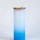 FROSTED Ombre Color Gradient 18 oz Skinny Glass tumber with Bamboo lid and straw